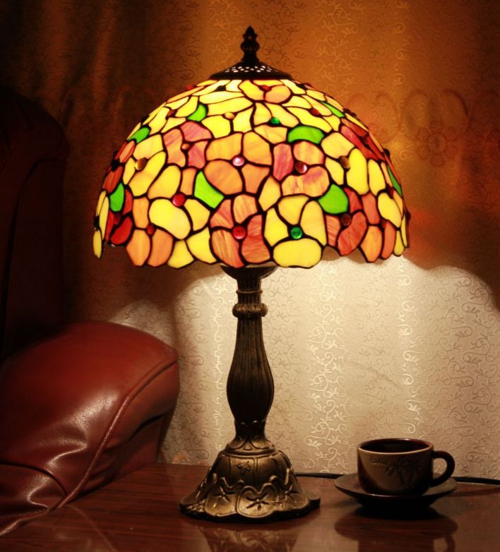 Tiffany 12 Inch Table Lamp 2 - TATD120162 - handcrafted Tiffany stained glass lamp