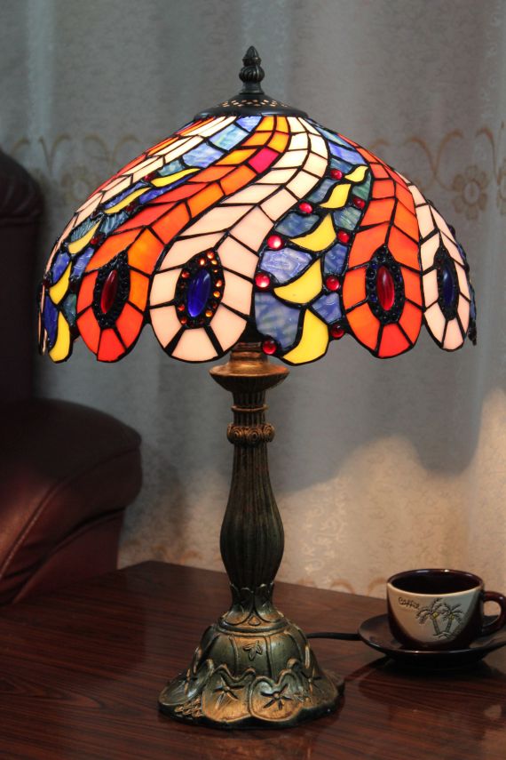 Tiffany 12 Inch Table Lamp 2 - TATD120165 - handcrafted Tiffany stained glass lamp