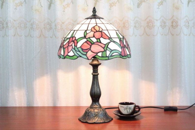 Tiffany 12 Inch Table Lamp 2 - TATD120195 - handcrafted Tiffany stained glass lamp