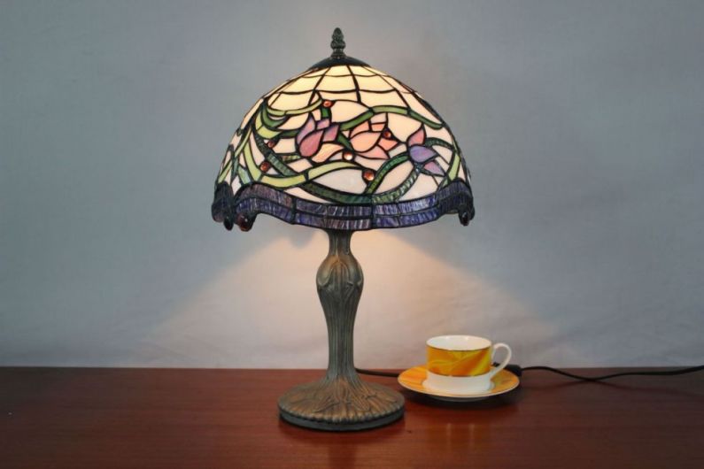 Tiffany 12 Inch Table Lamp 3 - TATD120250 - handcrafted Tiffany stained glass lamp