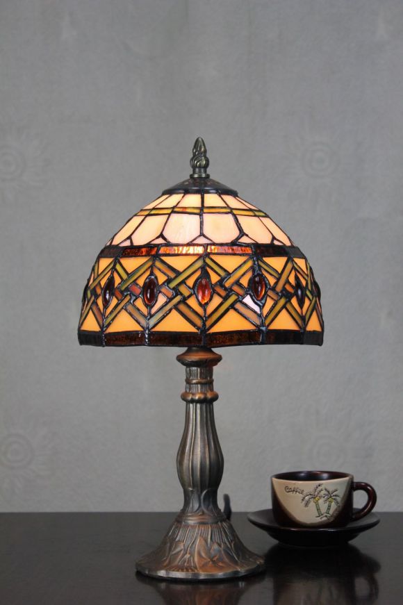 Tiffany 8 Inch 1 Table Lamp - DETAIL_27388928_283830_3319749 - handcrafted Tiffany stained glass lamp