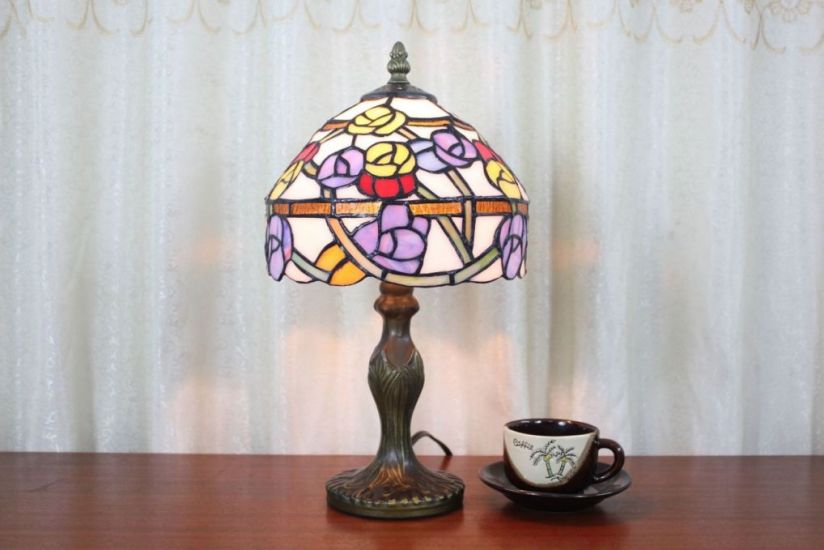 Tiffany 8 Inch 2 Table Lamp - TATD080134 - handcrafted Tiffany stained glass lamp