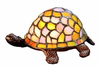 Amber Turtle Tiffany Accent Lamp - Handcrafted Stained Glass Lamp