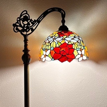 Crimson Prairie Tiffany Floor Lamp - handcrafted Tiffany stained glass lamp