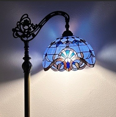 Sapphire Mission Tiffany Floor Lamp - handcrafted Tiffany stained glass lamp