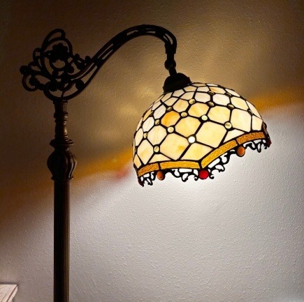 Amber Wisteria Tiffany Floor Lamp - handcrafted Tiffany stained glass lamp