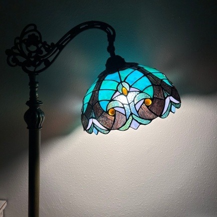 Sapphire Garden Tiffany Floor Lamp - handcrafted Tiffany stained glass lamp
