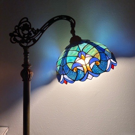 Sapphire Heritage Tiffany Floor Lamp - handcrafted Tiffany stained glass lamp