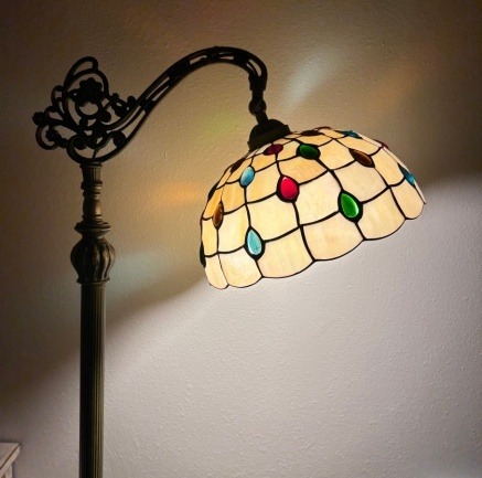 Amber Torchere Tiffany Floor Lamp - handcrafted Tiffany stained glass lamp