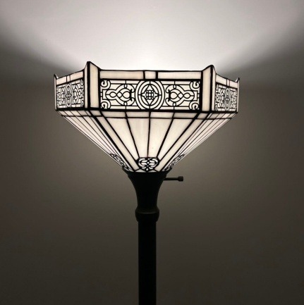 Ivory Dragonfly Tiffany Floor Lamp - handcrafted Tiffany stained glass lamp