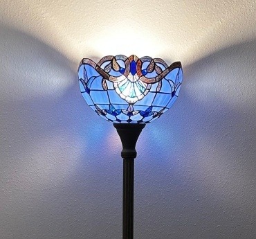 Sapphire Mosaic Tiffany Floor Lamp - handcrafted Tiffany stained glass lamp