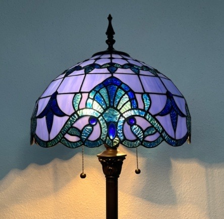 Sapphire Prairie Tiffany Floor Lamp - handcrafted Tiffany stained glass lamp