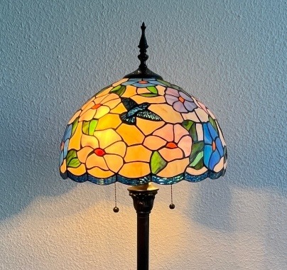 Amber Wisteria Tiffany Floor Lamp - handcrafted Tiffany stained glass lamp