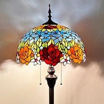 Crimson Artisan Tiffany Floor Lamp - handcrafted Tiffany stained glass lamp