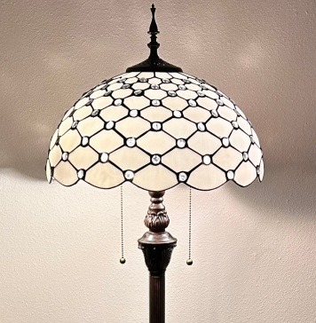 Ivory Torchere Tiffany Floor Lamp - handcrafted Tiffany stained glass lamp