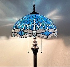 Sapphire Floral Tiffany Floor Lamp - handcrafted Tiffany stained glass lamp