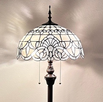 Ivory Mosaic Tiffany Floor Lamp - handcrafted Tiffany stained glass lamp
