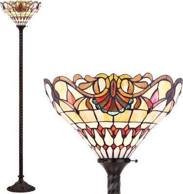 Crimson Torchere Tiffany Floor Lamp - handcrafted Tiffany stained glass lamp