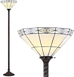 Ivory Dragonfly Tiffany Floor Lamp - handcrafted Tiffany stained glass lamp