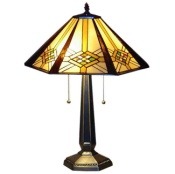 Amber Heritage Tiffany Lighting Set - handcrafted Tiffany stained glass lamp