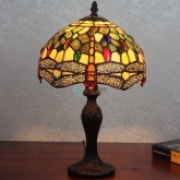 Amber Classic Tiffany Table Lamp - handcrafted Tiffany stained glass lamp