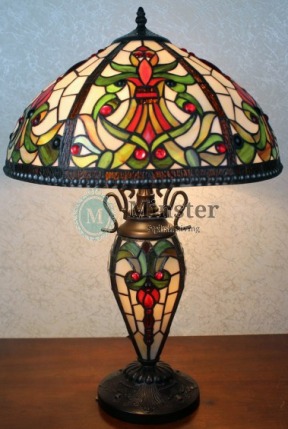 Amber Premier Tiffany Table Lamp - handcrafted Tiffany stained glass lamp