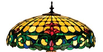 Amber Classic Tiffany Lamp Shade - Handcrafted Stained Glass Lamp