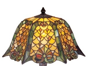 Amber Heritage Tiffany Lamp Shade - Handcrafted Stained Glass Lamp