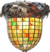 Amber Classic Tiffany Lamp Shade - Handcrafted Stained Glass Lamp