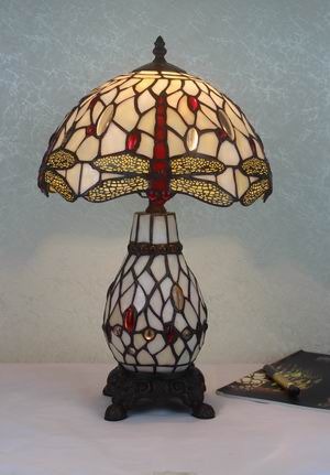 Amber Traditional Tiffany Table Lamp - handcrafted Tiffany stained glass lamp