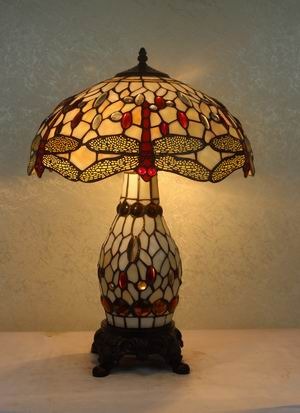 Amber Handcrafted Tiffany Table Lamp - handcrafted Tiffany stained glass lamp