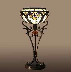 Amber Classic Tiffany Table Lamp - handcrafted Tiffany stained glass lamp
