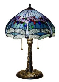 Sapphire Traditional Tiffany Table Lamp - handcrafted Tiffany stained glass lamp