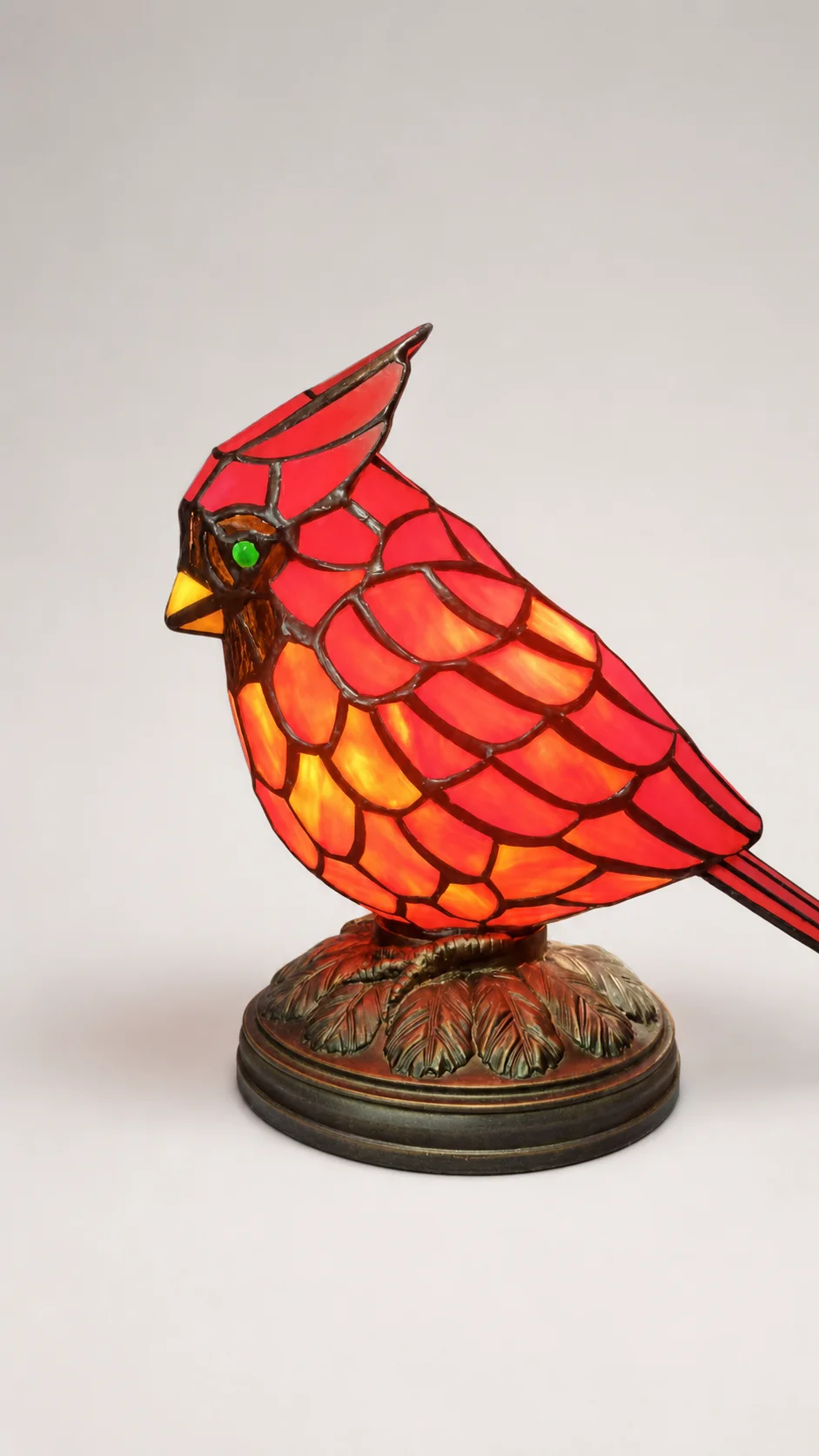 Tiffany-Style Stained Glass Cardinal Table Lamp - Handcrafted Stained Glass Lamp