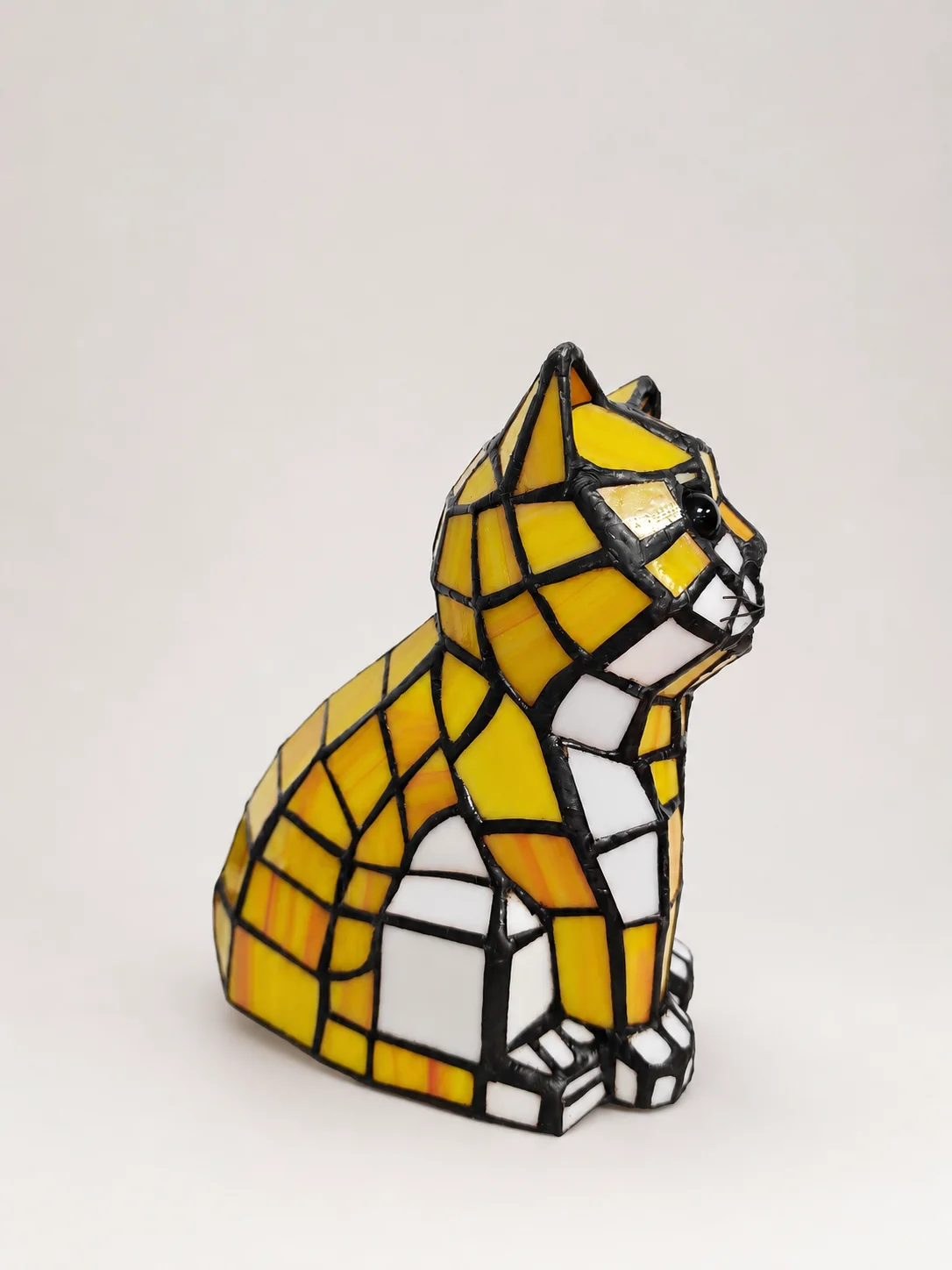 Tiffany-Style Stained Glass Cat Table Lamp - Handcrafted Stained Glass Lamp